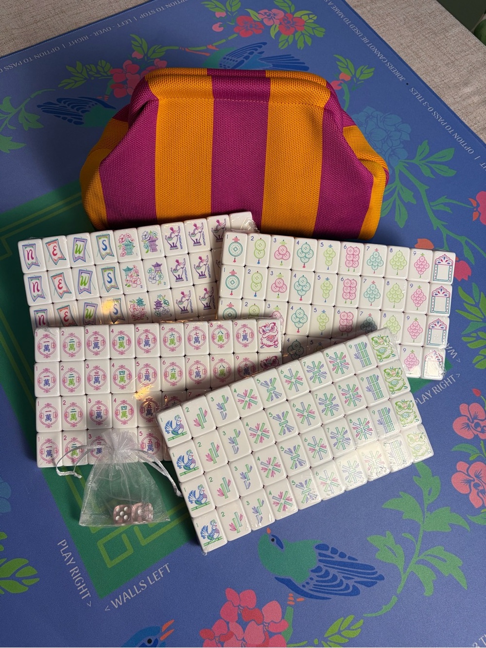 Purple Elephant 🐘 Mahjong Tiles 🀄️withTile Bag & Dice